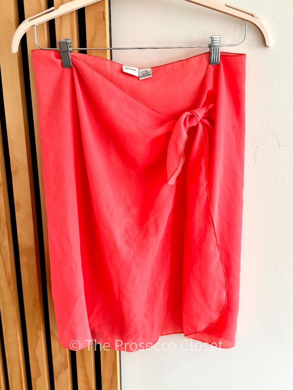 Merona Coral Orange Wrap Midi Skirt (L)